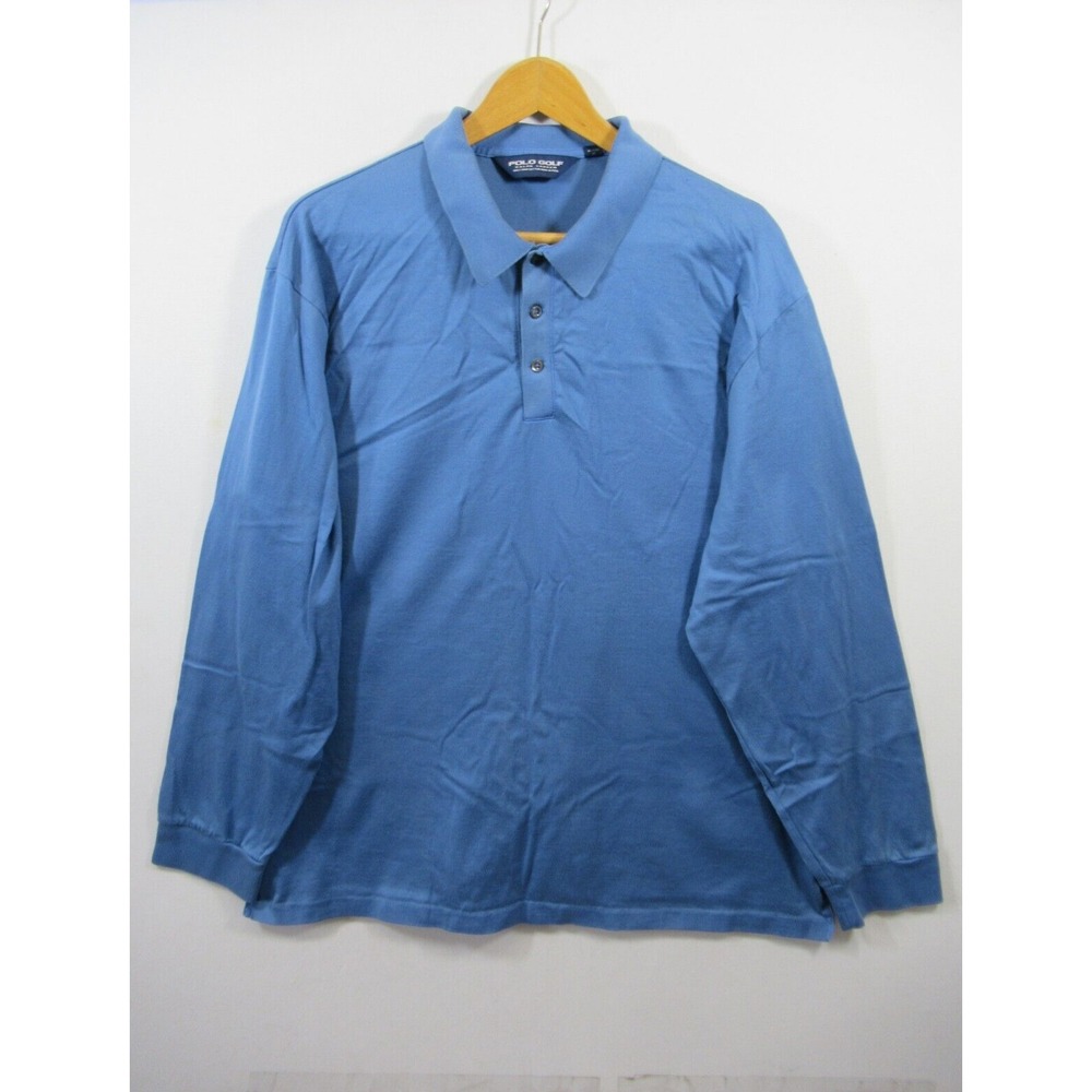 Ralph Lauren Polo Golf Shirt Men 2XL Blue Long Sleeve Pima Cotton